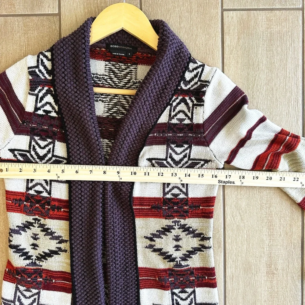 VTG Y2K BCBGMAXAZRIA Aztec Cardigan Knit‎ Sweater Small Southwestern Boho 90s
